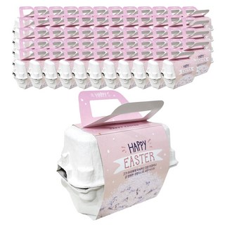 업로드스토어 손잡이 부활절 2구 계란 포장 케이스, 해피이스터(벚꽃), 60개, 흰색케이스