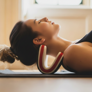 트리모아 거북목 목견인기 목스트레칭 경추베개, 블랙, 1개