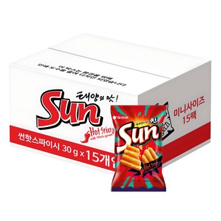 ORION 好麗友 Sun陽光波浪玉米脆片 香辣口味, 30g, 15包