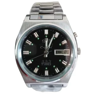 오리엔트 3AAA 크리스탈 오토매틱 시계 남성용 21석 스테인리스 스틸 더블 캘린더 야광 빈티지 기계식, 03 No box-1