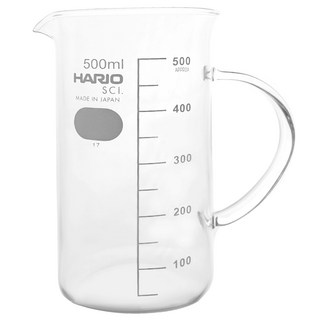 HARIO文創把手燒杯，300ML/500ML咖啡壺，耐熱玻璃材質，手沖咖啡量杯，日本製, 玻璃, 500ml, 1個