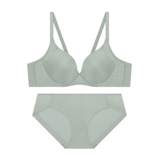 트라이엄프 히든 와이어 더블본 솔리드 그린 브라 팬티 세트