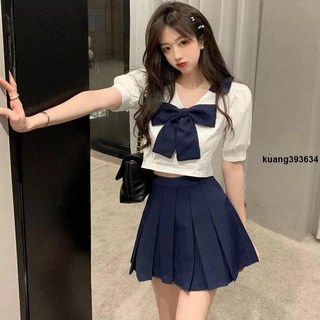 JK制服套裝 夏季新款日系學生短款上衣高腰百褶半身裙兩件套