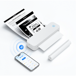 FONOW 프린트기 간편식 블루투스 기능이 있는 잉크 없음 프린터, 흰색