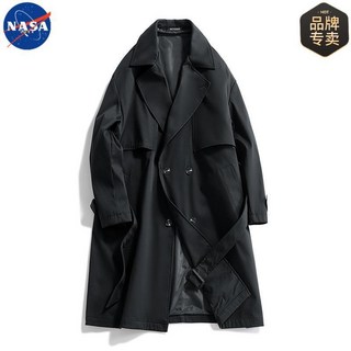 NASA 聯名 春秋款 中長款 風衣外套 男士 純色 高級 尼大衣
