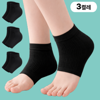 인채움 촉촉한 뒤꿈치 보습양말 각질케어 풋패드, 블랙, 3개