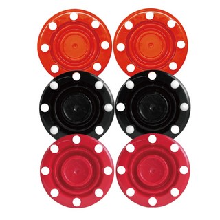 NORDITION 台灣製陸上曲棍球餅 - 八點設計 6入組 耐磨滑輪滑冰冰球適用, 黑色+紅色+橘色, 1套