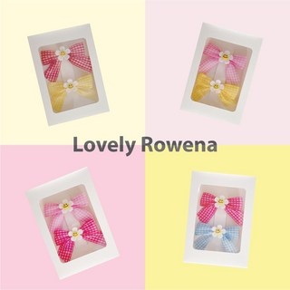 [러블리로웨나] 스마일 체크리본 집게핀 2종 선물세트(+포장)