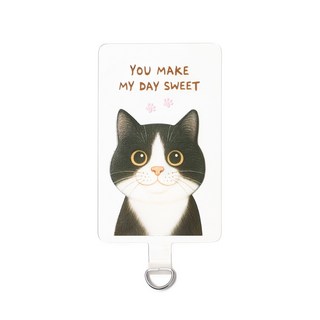 『ekax』果凍大方造型手機掛繩夾片, 1個, 賓士貓『芝麻糕』