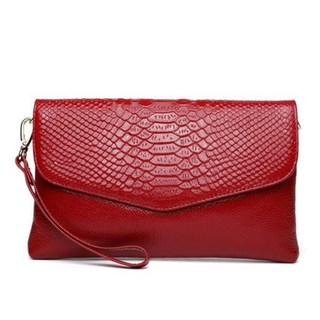 真皮手拿晚宴包 牛皮側背包/斜背包, 酒紅色 O