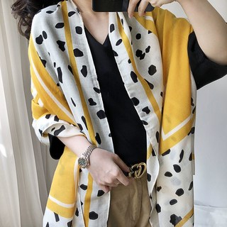 新竹出貨 冬季新品 保暖 圍巾 百搭 輕奢 YILIAN英國格子印花棉麻圍巾女長款冬季保暖時尚減齡高檔披肩