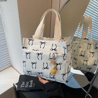 台出【保溫袋 野餐袋 保冰袋】新款高顏值帆布手提便當包，學生上班族便攜保溫保冷袋, 黑色無掛件,升級加厚有內襯, 1個