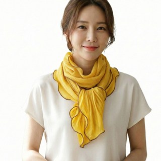 메리앤유 물결 파이핑 플리츠 주름 롱 스카프 머플러 간절기