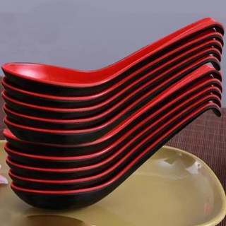 1/5/10pcs 마이티 도자기 충격 방지 숟가락 일본 쌀 만두 죽 수프 스푼 레스토랑 바 주방 칼 붙이, 01 Red Black