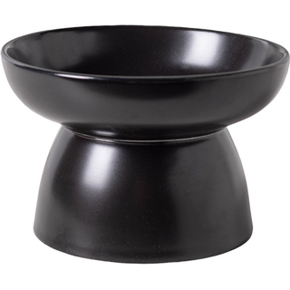 【毛皇上】寵物高腳陶瓷碗 貓碗 狗碗 護頸碗 餵食碗 喝水碗, 酷黑平口碗, 1個