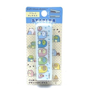 日本 san-x 角落生物 SUMIKKO GURASHI 訂書機 恐龍 (8146) 扁平式設計 收納方便, 詳見包裝, 藍 粉, 1個