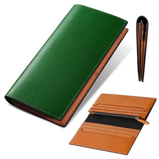 Fabrizio 義大利植鞣革極薄長夾 多卡位零錢袋 經典綠色