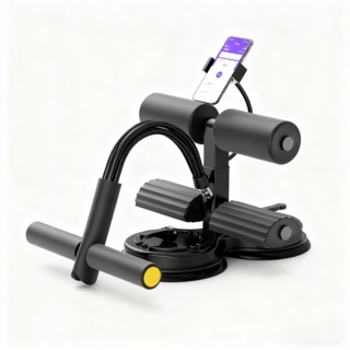 윗몸일으키기 홈트레이닝 더블 빨판 훈련 권복기 남녀 공용 복근/허리 탄력 밴드 보조기 복근운동기구, 1개, 블랙