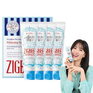 지그비 누렁니 화이트닝 치아 미백 케어 치약 레몬민트향, 4개, 107g