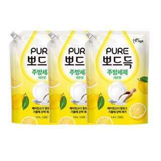 피죤 퓨어 뽀드득 주방세제 레몬향, 1.2L, 3개