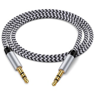 ANNIBER 3.5mm AUX 스테레오 오디오 케이블 단선방지 차량용 옥스선, 1.5m, 1개, 화이트