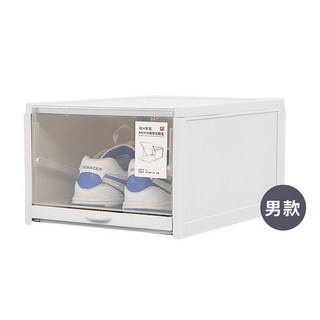 抽屜式透明鞋盒 (三入組), 白色, 1套