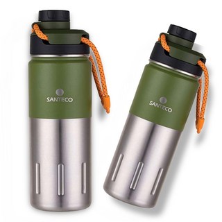 Santeco K2 不鏽鋼保溫瓶 500ml 露營登山適用, 1個, 軍綠兩入組