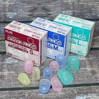 PLUS 플러스 돌기가 있는 고무/실리콘 손가락 골무-캡타입 엠보싱 하니카무 1Box, 10개, KM-401H S(소)