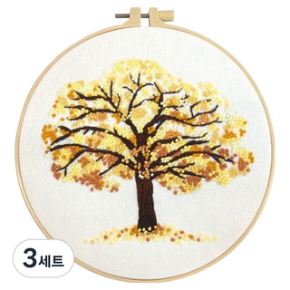 베노 나무 자수 DIY 초보자용 세트, 노란나무, 3세트