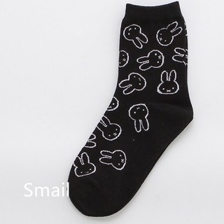 兔子圖案短襪，可愛卡通風格，彈性棉質，中筒襪 (M29039)