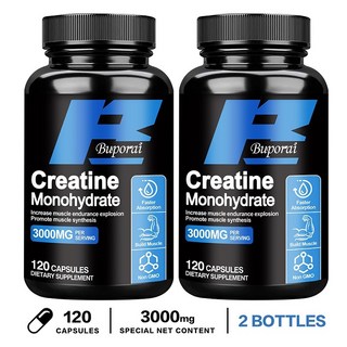 Buporai 肌酸一水合物 ，3000mg - 60/120粒膠囊 美國製造, 1個, 120粒買一送一