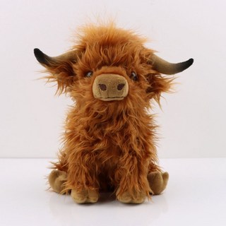爆款網紅 Highland Cow 蘇格蘭高地牛毛絨玩具仿真長毛牛公仔, 藍色,25厘米（0.16斤）, 1個