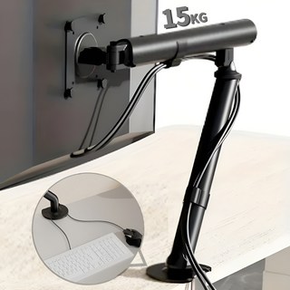 M6 고중량 15kg 27인치 32인치 초강력 싱글 모니터암 거치대, 1개, 블랙
