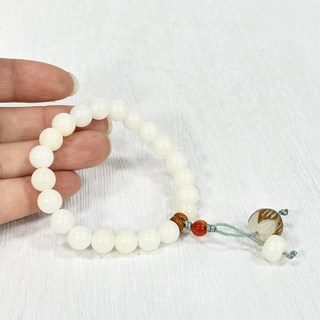 御古齋 精選白玉菩提子星月菩提多色菩提雕蓮花手珠手鍊 逢凶化吉避邪保平安, 1個, 款二 白玉菩提手珠 8mm, 白玉