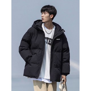 男士冬季加厚保暖棉襖，韓版潮流連帽防寒棉服