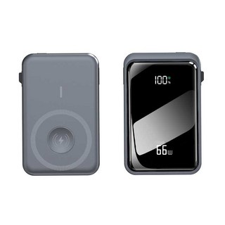 RYZO 66W 고속충전 20000mAh 대용량 보조배터리 자석 무선충전 항공기 반입 가능, 블랙, 1개