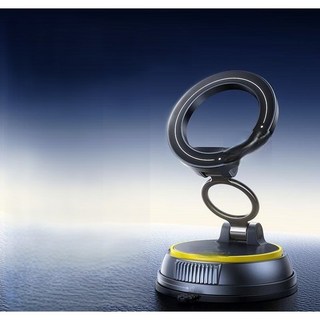 【Baseus】倍思車載手機支架2025新款 真空吸附磁吸汽車導航專用吸盤車用支撐 Magsafe 適用 磁吸式手機適用, 黑色, 1個