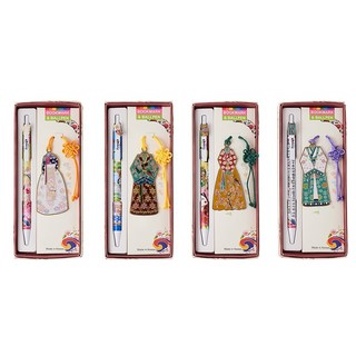 책갈피&볼펜 세트 한국 전통 기념품 선물용, 한복, 4개