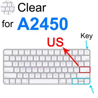 맥 매직 키보드 커버 블루투스 숫자 실리콘 보호 스킨 케이스 G6 A1644 A1843 A1314 A1243 A2449 A2450 A2520 용, 07 Clear for A2450 US, 1개