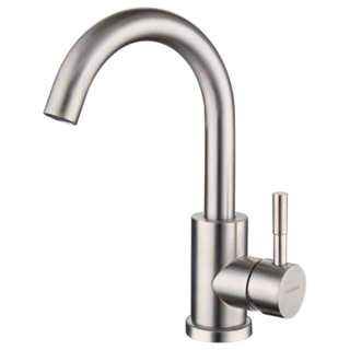 304不銹鋼高小彎水龍頭（霧黑）浴室檯面盆冷熱水龍頭, 1套