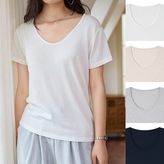 스토리원 WM-SSWT029 여성 리오셀&린넨 U넥 루즈핏 텐셀 티셔츠