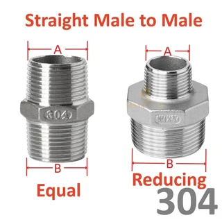 배관 연결 1/8 "1/4" 1/2 "SS304 스테인레스 스틸 남성 여성 스레드 피팅 동등한 감속기 물 파이프 어댑터, A G3l8 BSP DN10, B G1l8 BSP DN6, 07 Straight M to M, 1개