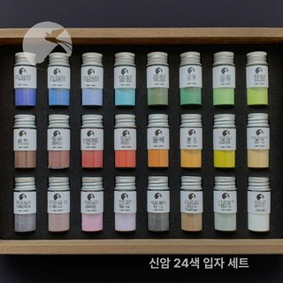 석채 24색 세트 봉채 탱화, 신록 세트 그레인 24색 나무 상자, 거친 그레인 약80메쉬 10g 병, 1L