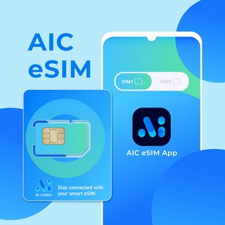 AIC eSIM卡 安卓手機eSIM功能 網卡 上網 網路 全球網路方案無限制, 藍色, 1個