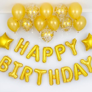 파티팡 A174 스타 생일파티 레터링 풍선세트 [TYPE2 골드] 장식방법동봉 생일파티 파티용품 파티풍선, 1개