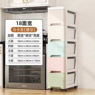 夾縫收納櫃 抽屜式收納箱 窄縫隙置物架 多層收納櫃, 18cm繽紛【透氣】,三層