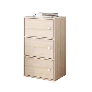 簡約三層抽屜收納櫃 木質儲物櫃 客廳臥室收納整理櫃, 拉絲橡木色