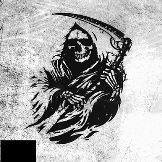 骷髏死神鐮刀末日死徒十字架哥特風紋身風格改裝貼紙機車貼紙行李箱貼紙筆電貼紙汽車貼紙, 1個, 亮黑色24X17