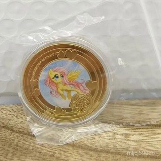 小馬寶莉 收藏紀念幣 柔柔紫悅款 生日禮物 動漫周邊商品, 1個, 【小寶瑪麗（隨機一款）】送保護殼,【尺寸40mm】（送保護殼）