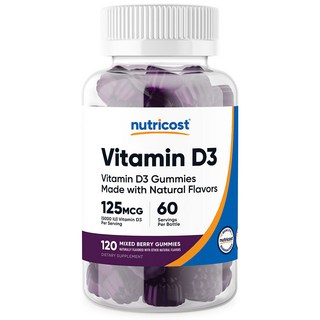 뉴트리코스트 비타민 D3 구미 5000IU 120정 믹스드 베리맛, 단품, 1개